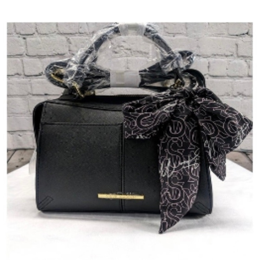 New Steve Madden Black Breese Crossbody Purse with Scarf